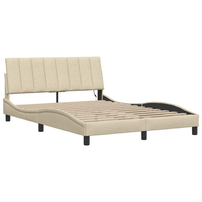 vidaXL Bettgestell ohne Matratze "Hanko" Creme 140x190 cm Stoff