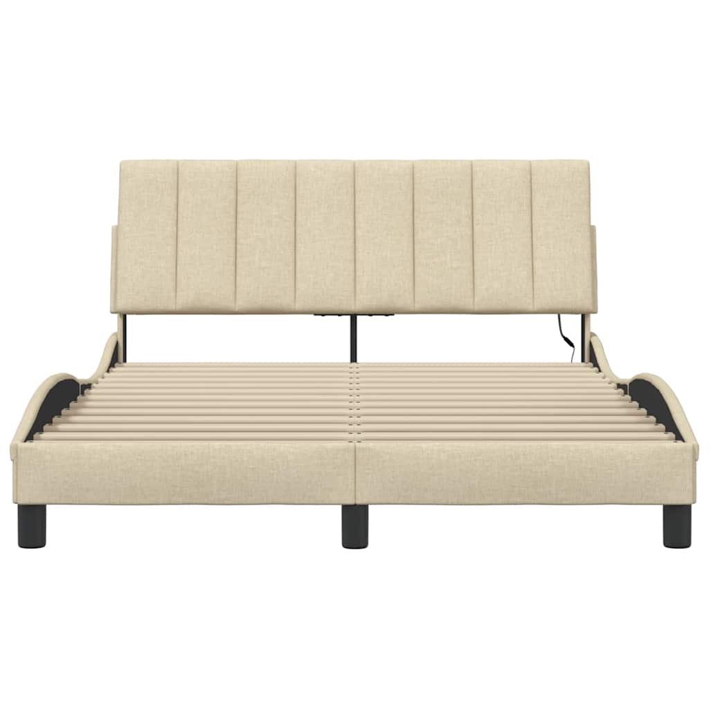 vidaXL Bettgestell ohne Matratze "Hanko" Creme 140x190 cm Stoff