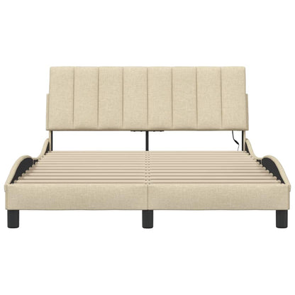 vidaXL Bettgestell ohne Matratze "Hanko" Creme 140x190 cm Stoff
