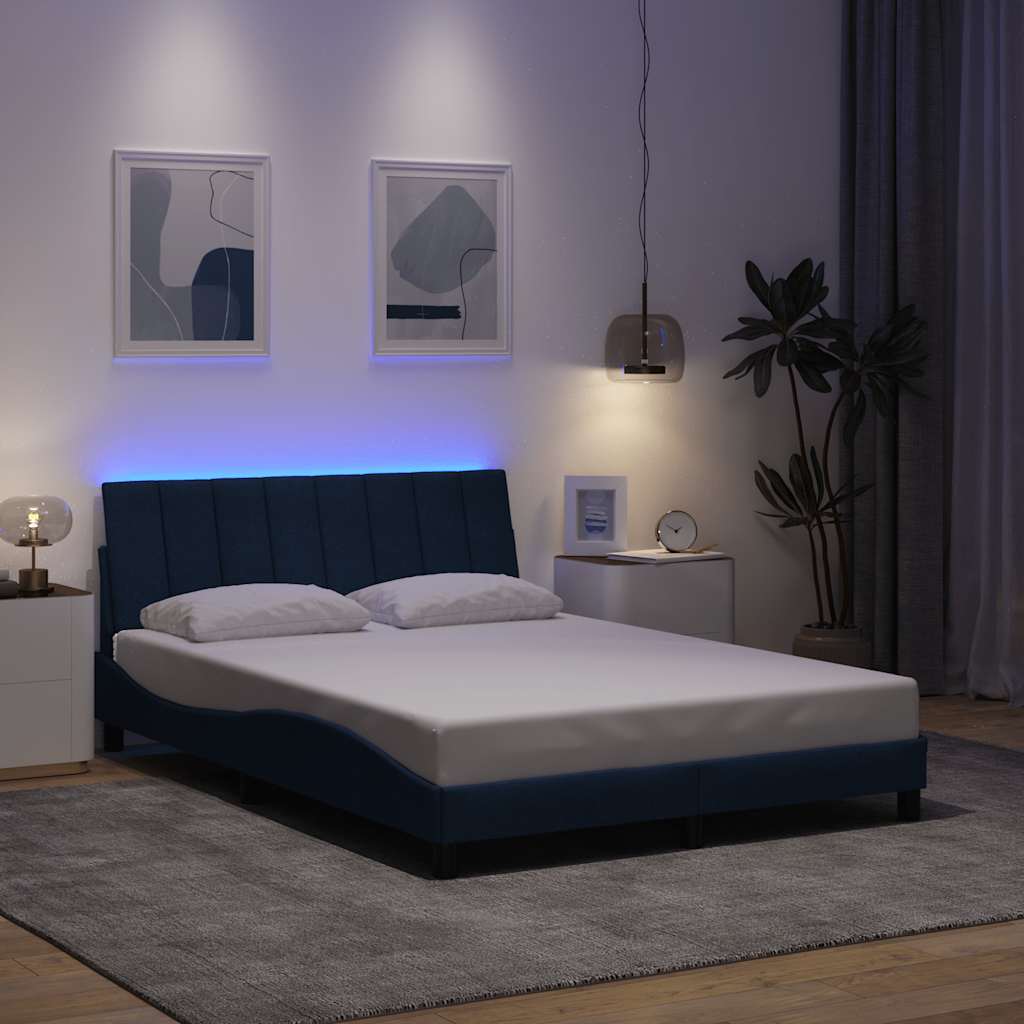 vidaXL Bettgestell ohne Matratze "Hanko" Blau 140x190 cm Stoff