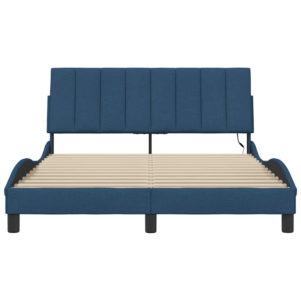 vidaXL Bettgestell ohne Matratze "Hanko" Blau 140x190 cm Stoff