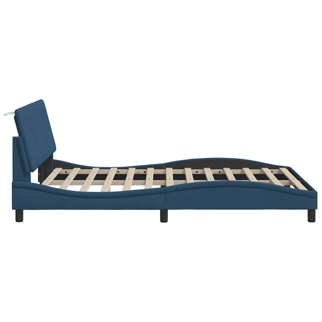 vidaXL Bettgestell ohne Matratze "Hanko" Blau 140x190 cm Stoff