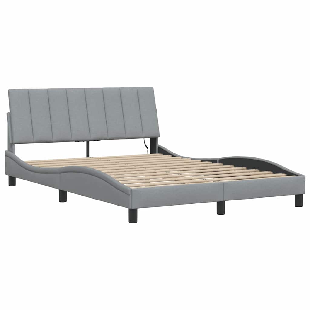 vidaXL Bettgestell ohne Matratze "Hanko" Hellgrau 140x200 cm Stoff