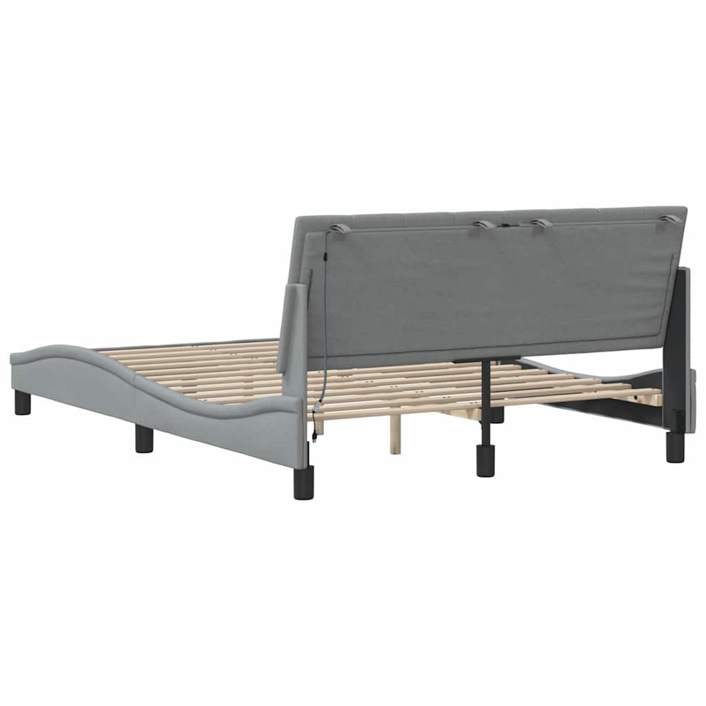 vidaXL Bettgestell ohne Matratze "Hanko" Hellgrau 140x200 cm Stoff