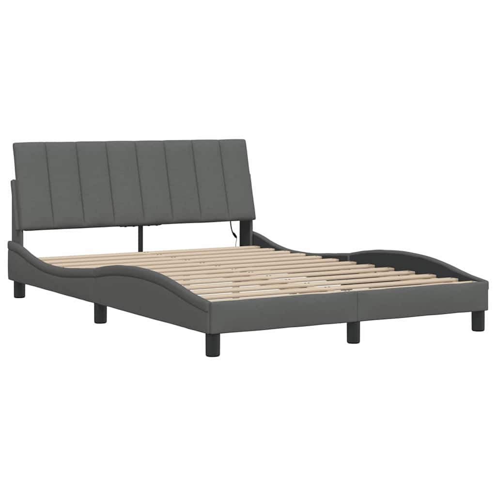 vidaXL Bettgestell ohne Matratze "Hanko" Dunkelgrau 140x200 cm Stoff