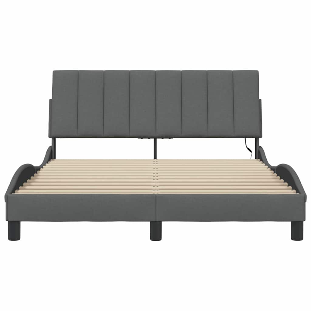 vidaXL Bettgestell ohne Matratze "Hanko" Dunkelgrau 140x200 cm Stoff