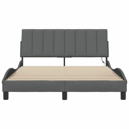 vidaXL Bettgestell ohne Matratze "Hanko" Dunkelgrau 140x200 cm Stoff