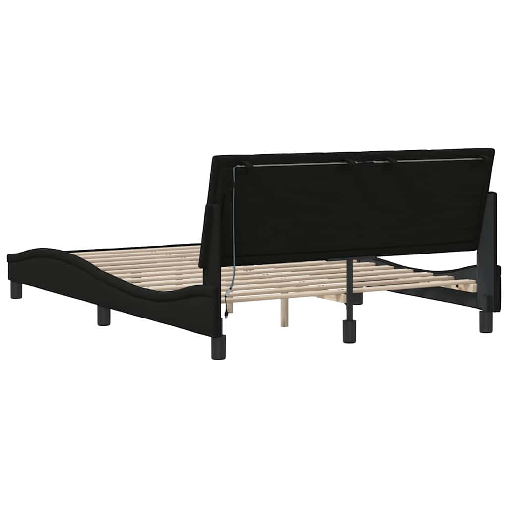 vidaXL Bettgestell ohne Matratze "Hanko" Schwarz 140x200 cm Stoff