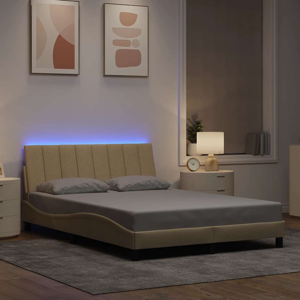 vidaXL Bettgestell ohne Matratze "Hanko" Creme 140x200 cm Stoff