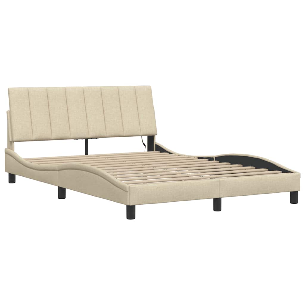 vidaXL Bettgestell ohne Matratze "Hanko" Creme 140x200 cm Stoff