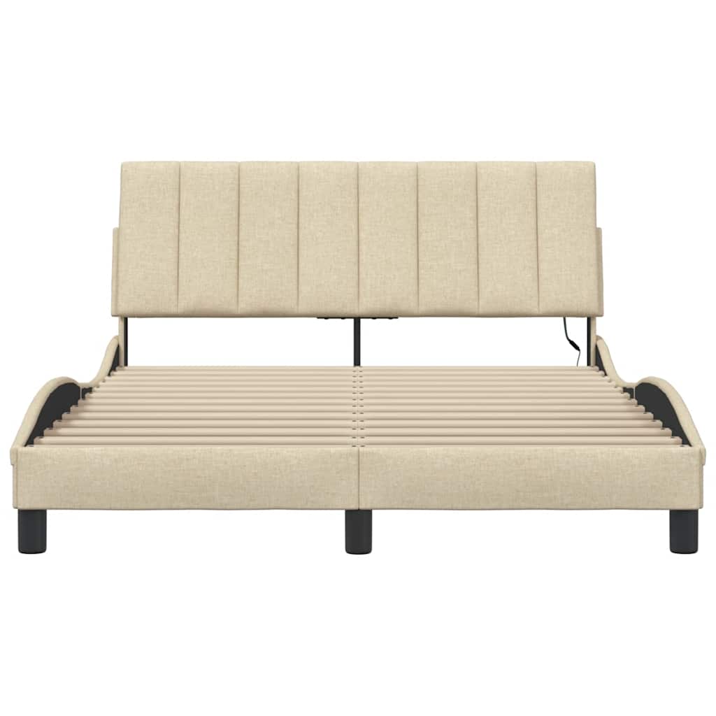 vidaXL Bettgestell ohne Matratze "Hanko" Creme 140x200 cm Stoff