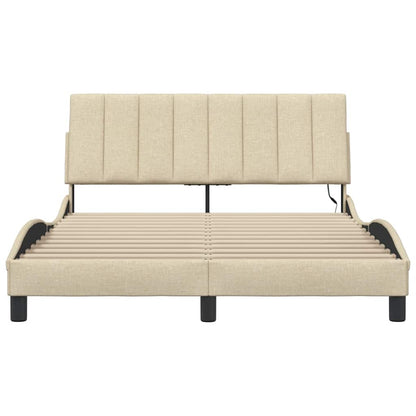 vidaXL Bettgestell ohne Matratze "Hanko" Creme 140x200 cm Stoff