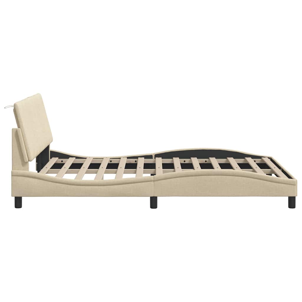 vidaXL Bettgestell ohne Matratze "Hanko" Creme 140x200 cm Stoff