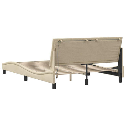 vidaXL Bettgestell ohne Matratze "Hanko" Creme 140x200 cm Stoff