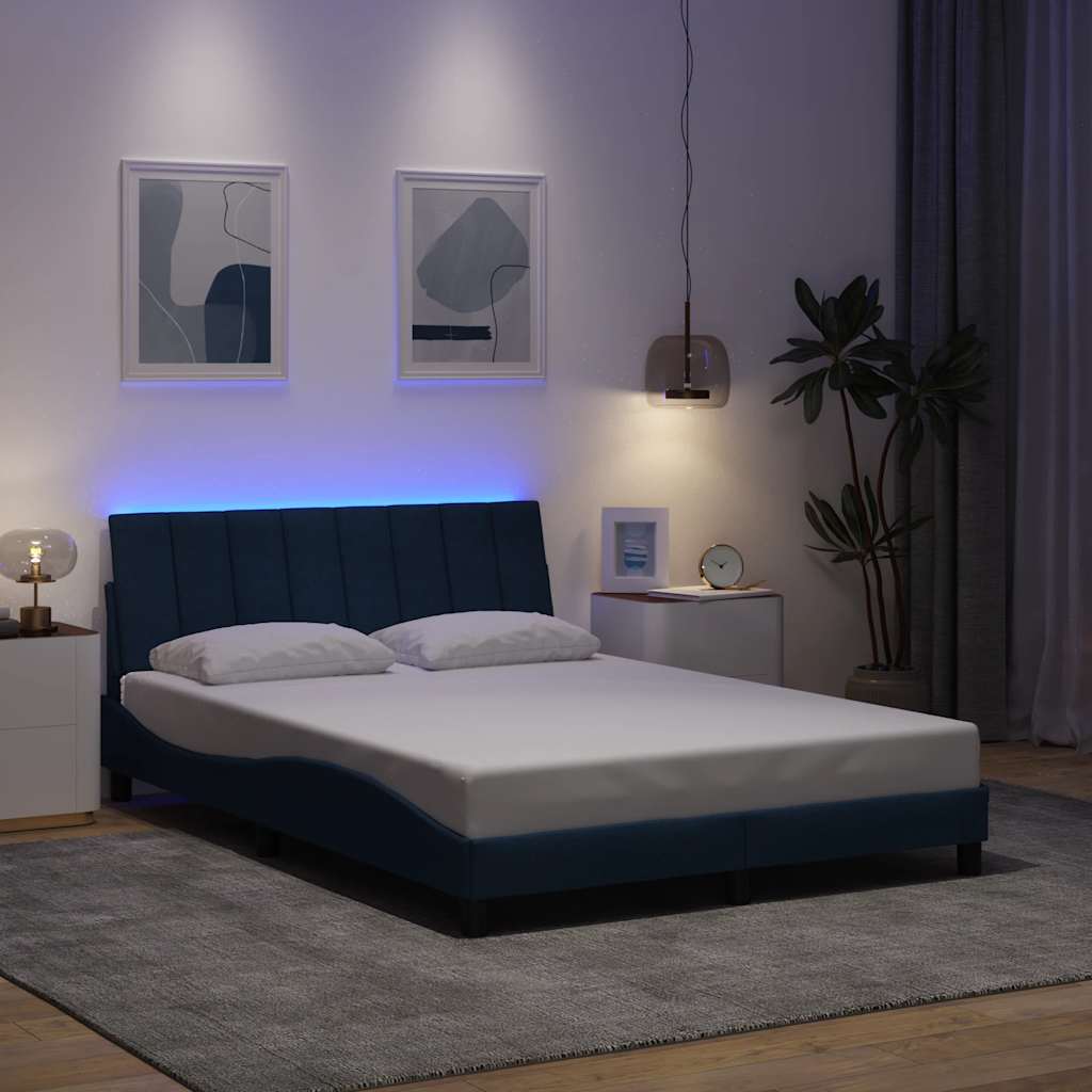 vidaXL Bettgestell ohne Matratze "Hanko" Blau 140x200 cm Stoff