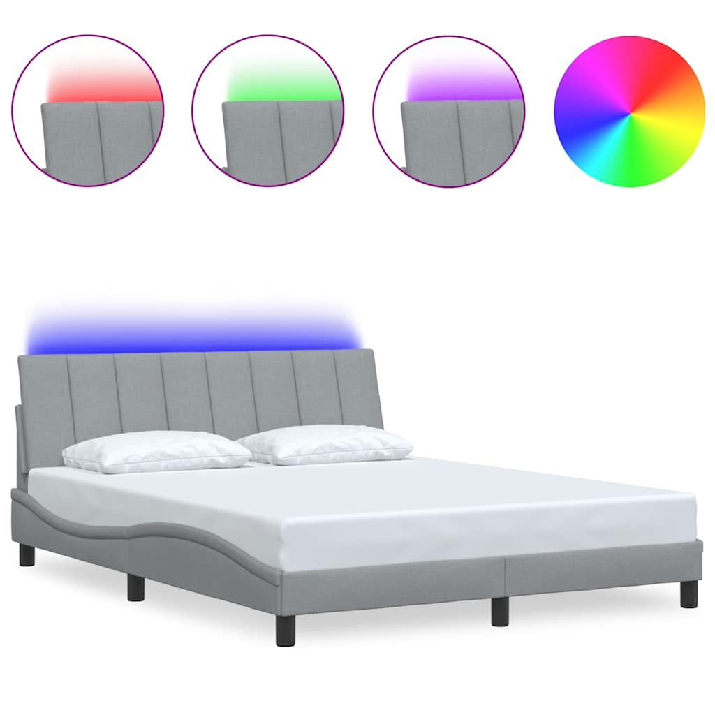 vidaXL Bettgestell ohne Matratze "Hanko" Hellgrau 160x200 cm Stoff