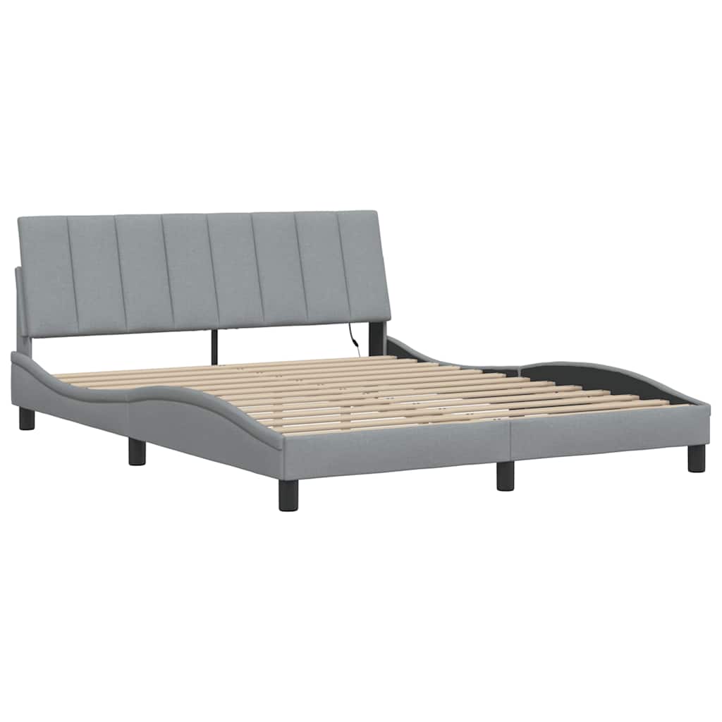 vidaXL Bettgestell ohne Matratze "Hanko" Hellgrau 160x200 cm Stoff