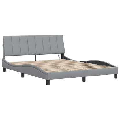 vidaXL Bettgestell ohne Matratze "Hanko" Hellgrau 160x200 cm Stoff