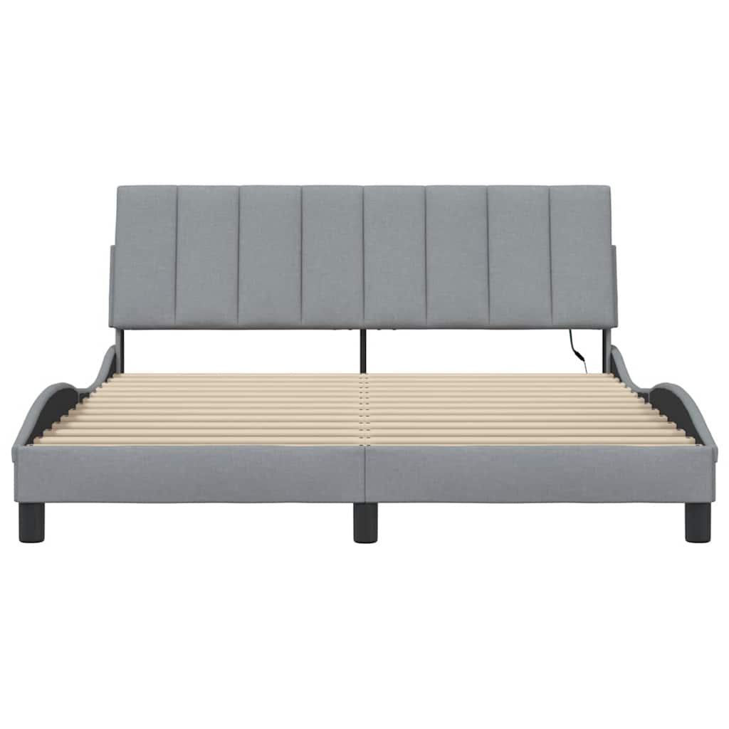 vidaXL Bettgestell ohne Matratze "Hanko" Hellgrau 160x200 cm Stoff
