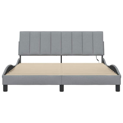 vidaXL Bettgestell ohne Matratze "Hanko" Hellgrau 160x200 cm Stoff