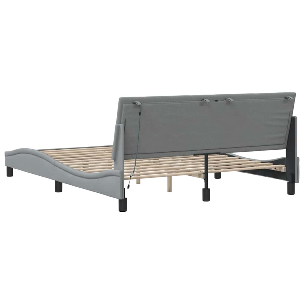 vidaXL Bettgestell ohne Matratze "Hanko" Hellgrau 160x200 cm Stoff