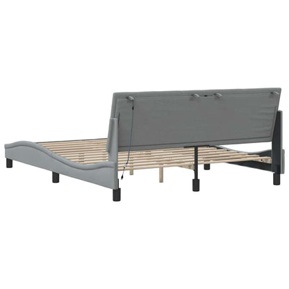 vidaXL Bettgestell ohne Matratze "Hanko" Hellgrau 160x200 cm Stoff