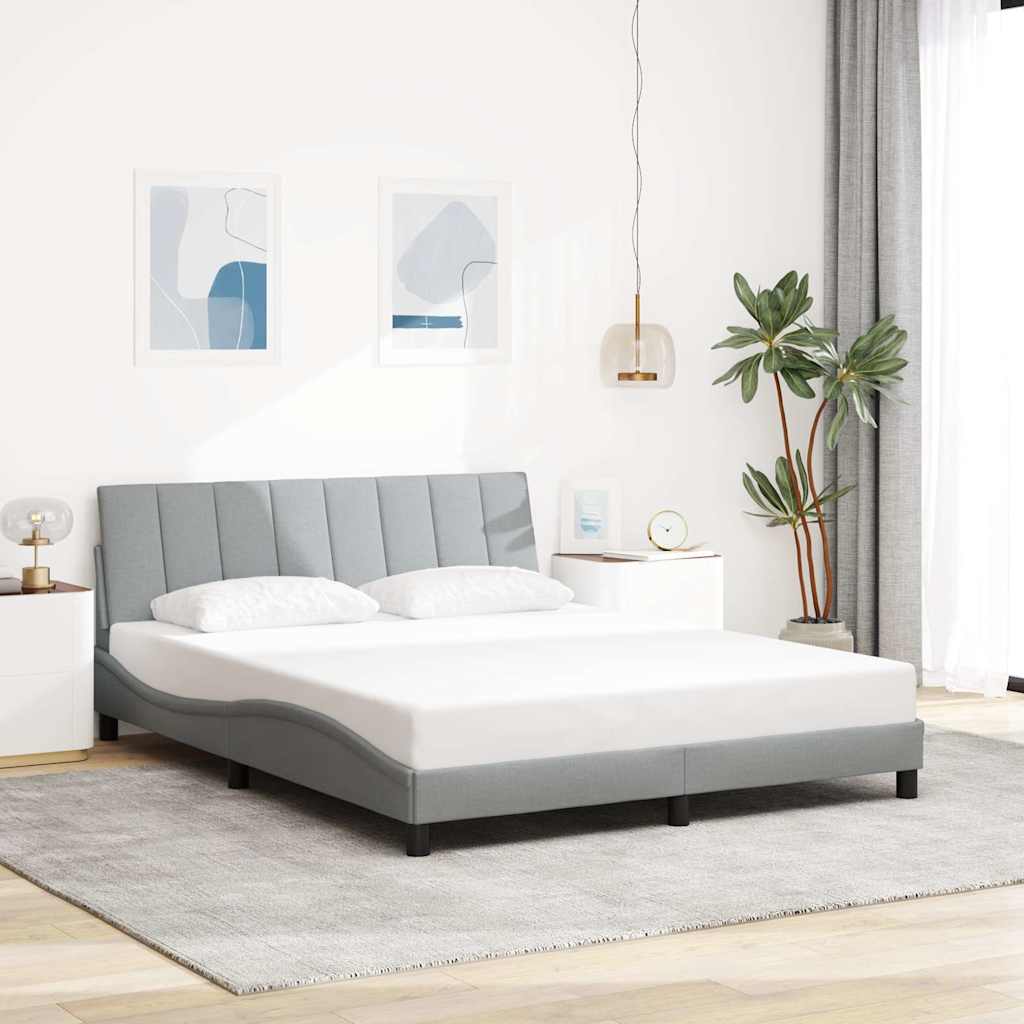 vidaXL Bettgestell ohne Matratze "Hanko" Hellgrau 160x200 cm Stoff