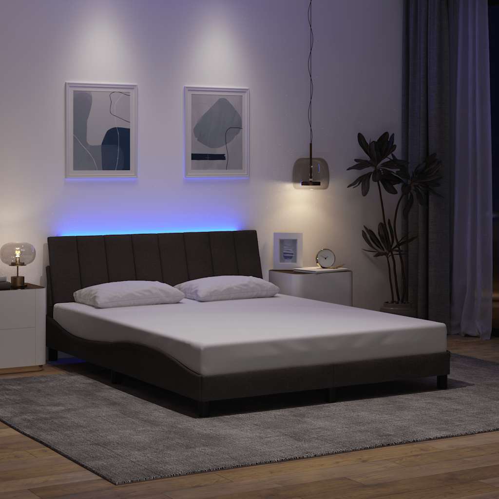vidaXL Bettgestell ohne Matratze "Hanko" Dunkelbraun 160x200 cm Stoff