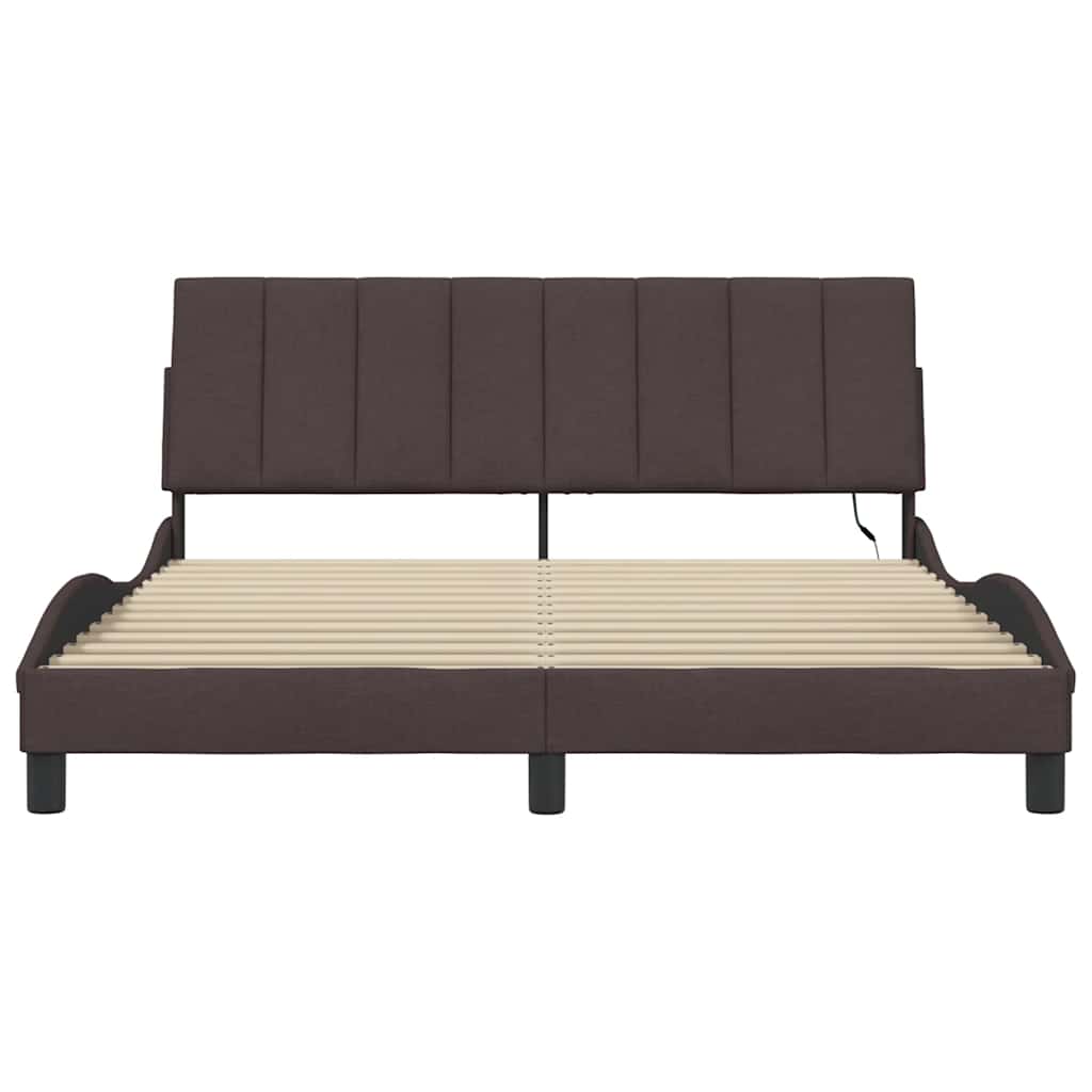 vidaXL Bettgestell ohne Matratze "Hanko" Dunkelbraun 160x200 cm Stoff