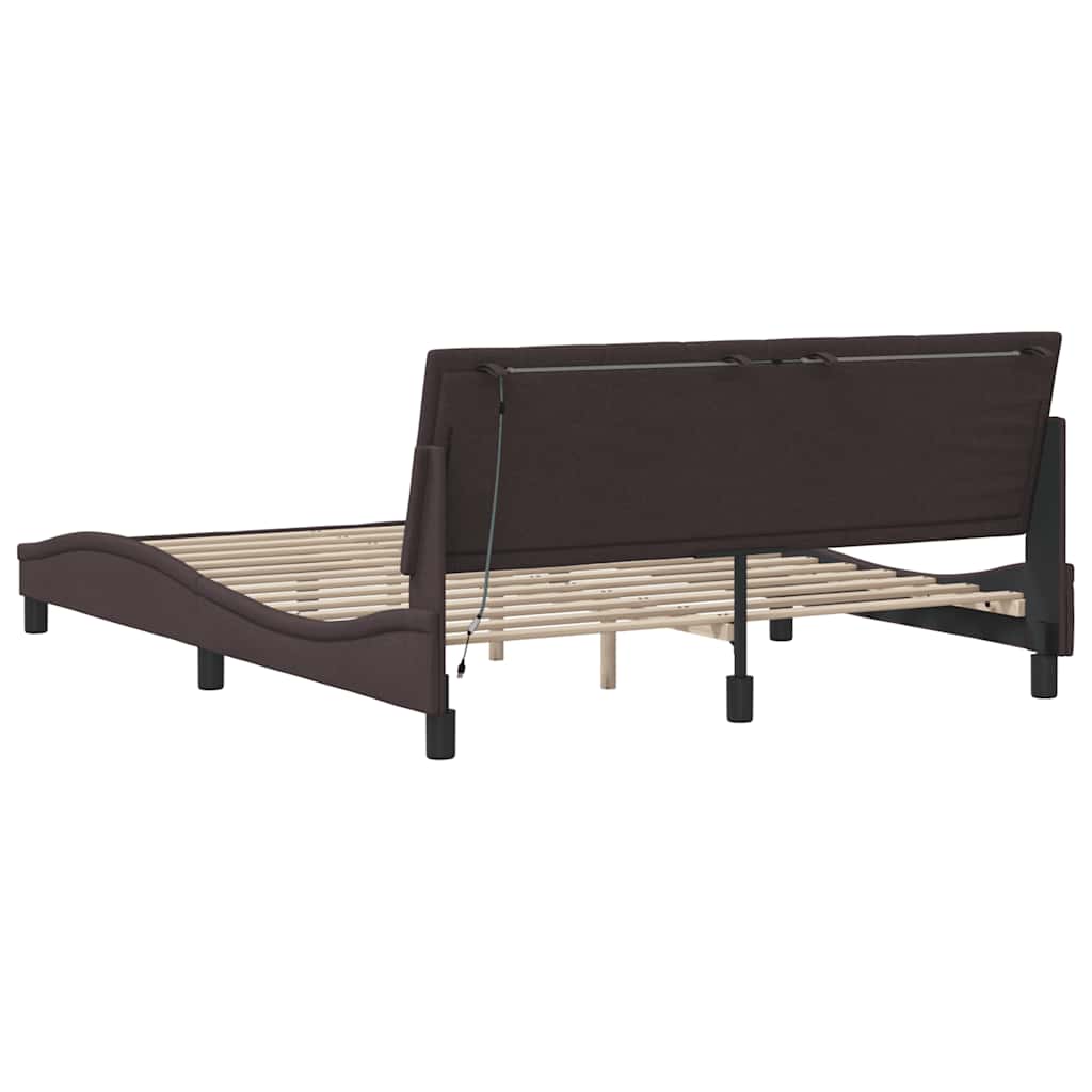 vidaXL Bettgestell ohne Matratze "Hanko" Dunkelbraun 160x200 cm Stoff