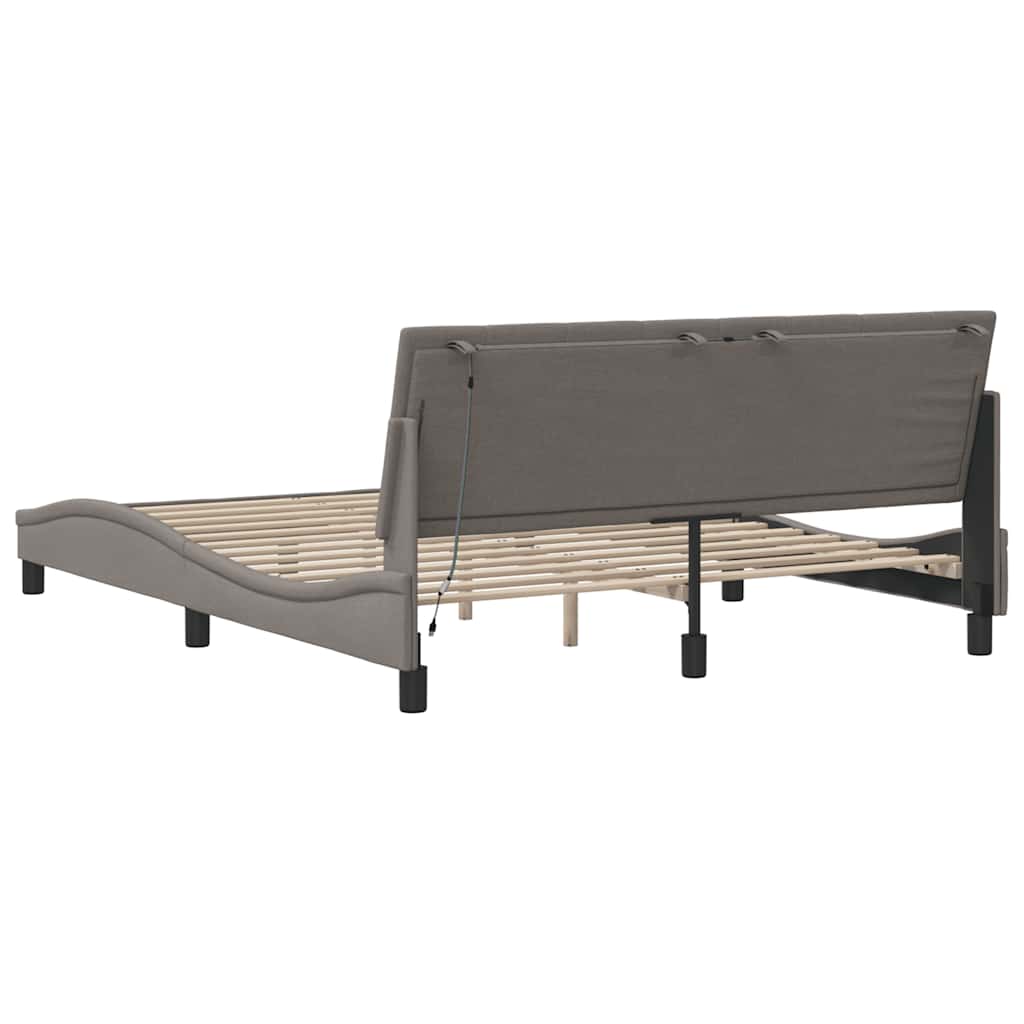 vidaXL Bettgestell ohne Matratze "Hanko" Taupe 160x200 cm Stoff