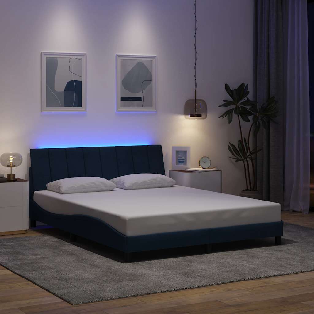 vidaXL Bettgestell ohne Matratze "Hanko" Blau 160x200 cm Stoff