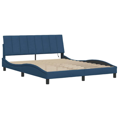 vidaXL Bettgestell ohne Matratze "Hanko" Blau 160x200 cm Stoff