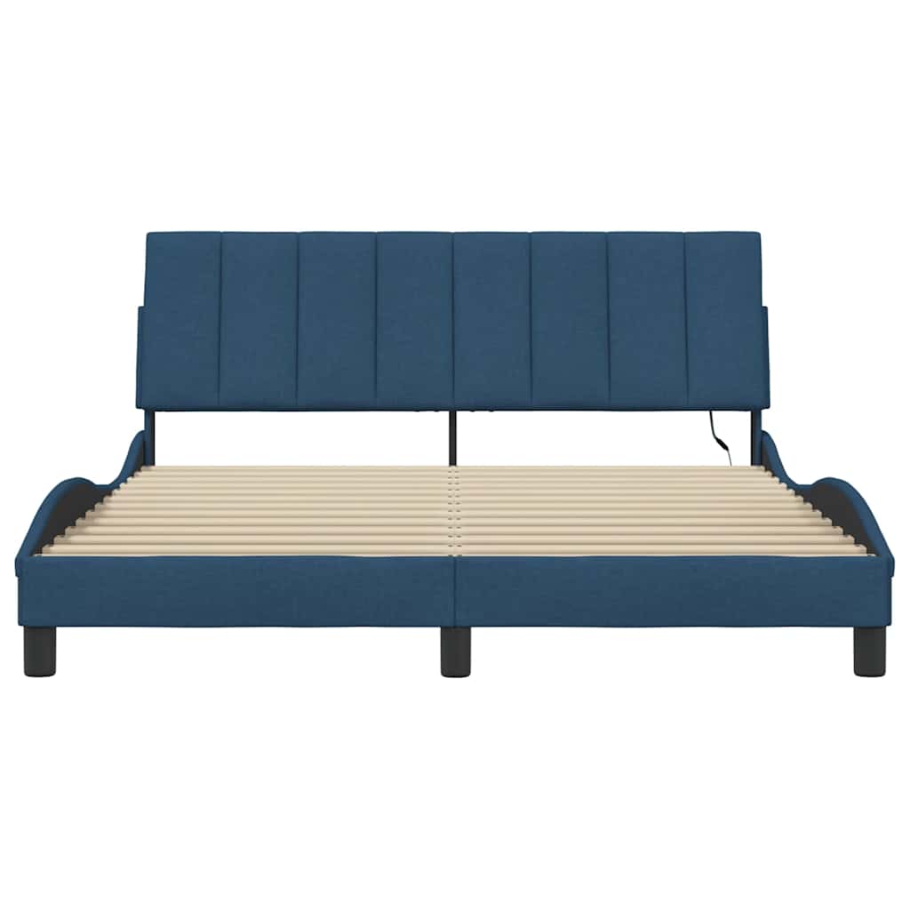 vidaXL Bettgestell ohne Matratze "Hanko" Blau 160x200 cm Stoff