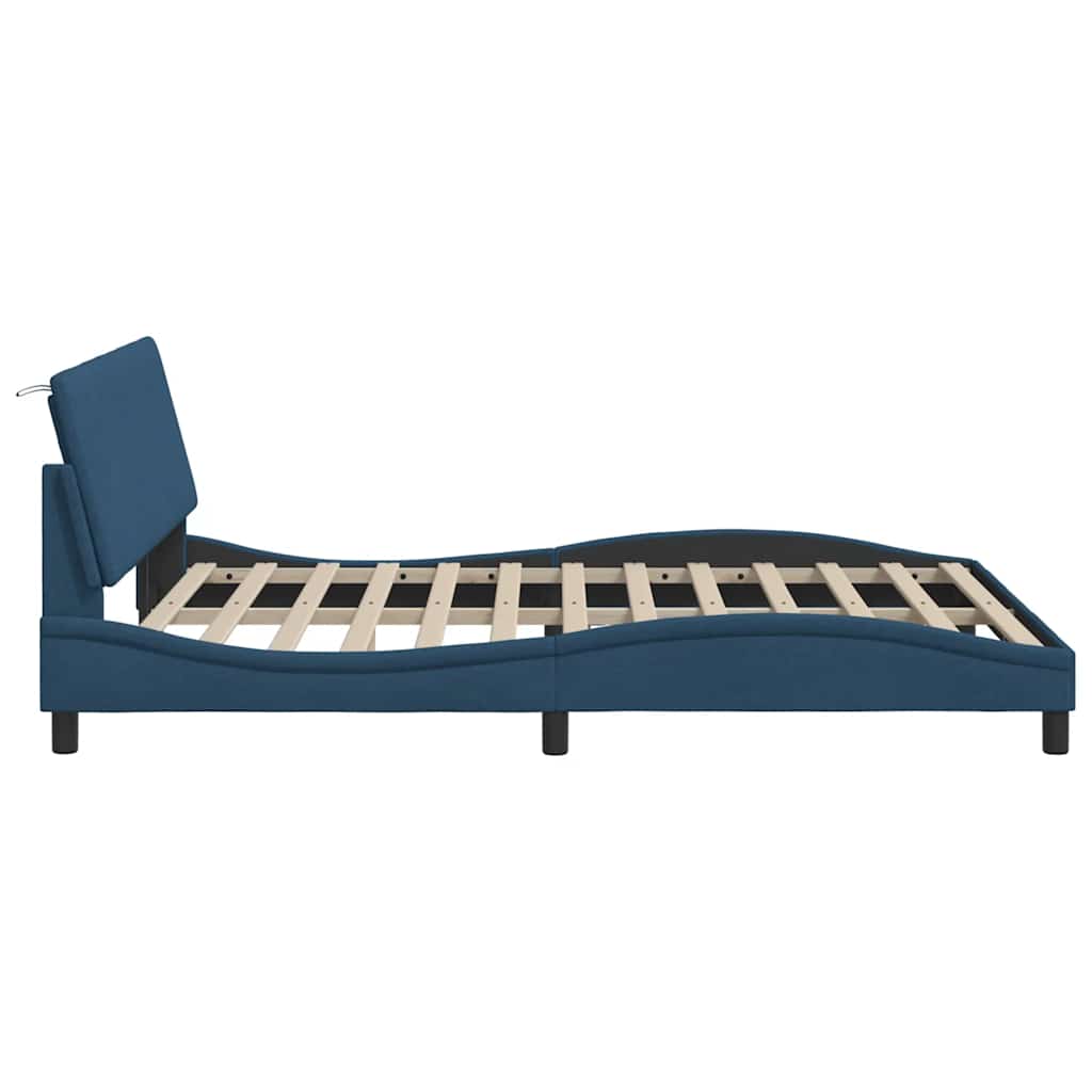 vidaXL Bettgestell ohne Matratze "Hanko" Blau 160x200 cm Stoff