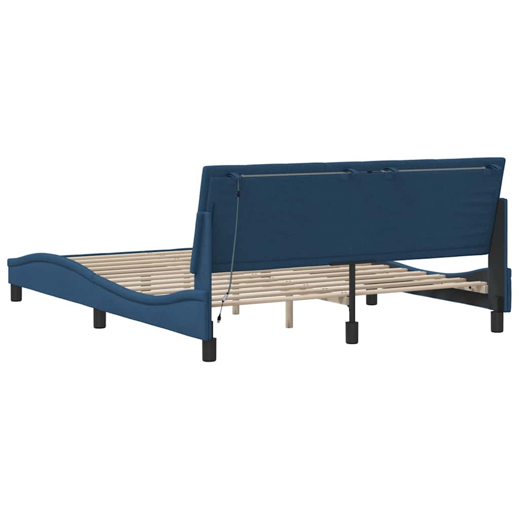 vidaXL Bettgestell ohne Matratze "Hanko" Blau 160x200 cm Stoff