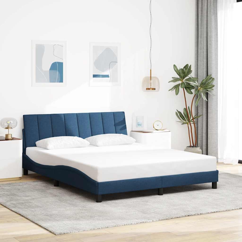 vidaXL Bettgestell ohne Matratze "Hanko" Blau 160x200 cm Stoff