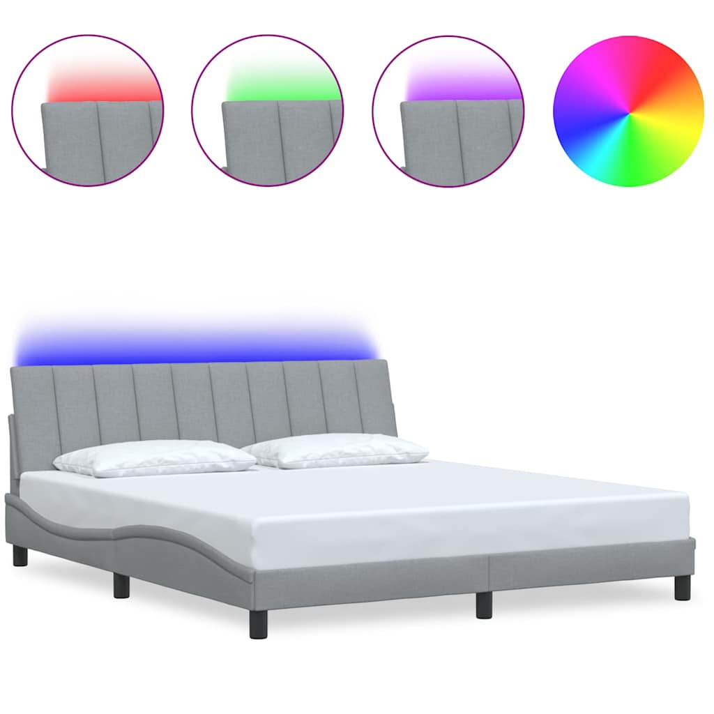 vidaXL Bettgestell ohne Matratze "Hanko" Hellgrau 180x200 cm Stoff