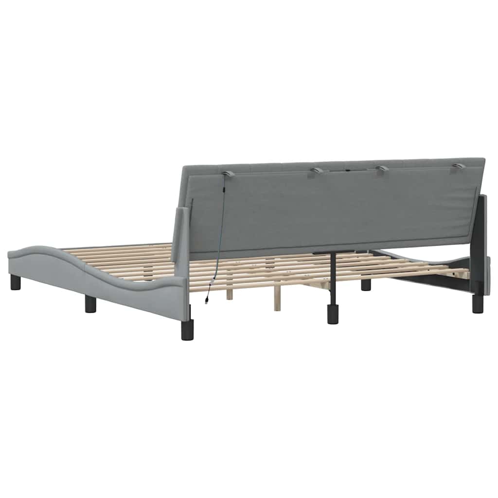 vidaXL Bettgestell ohne Matratze "Hanko" Hellgrau 180x200 cm Stoff
