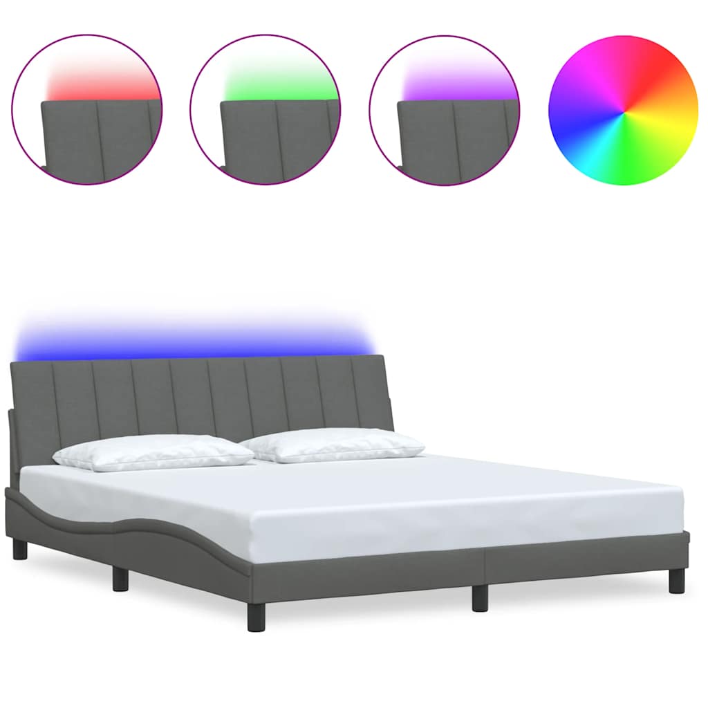 vidaXL Bettgestell ohne Matratze "Hanko" Dunkelgrau 180x200 cm Stoff