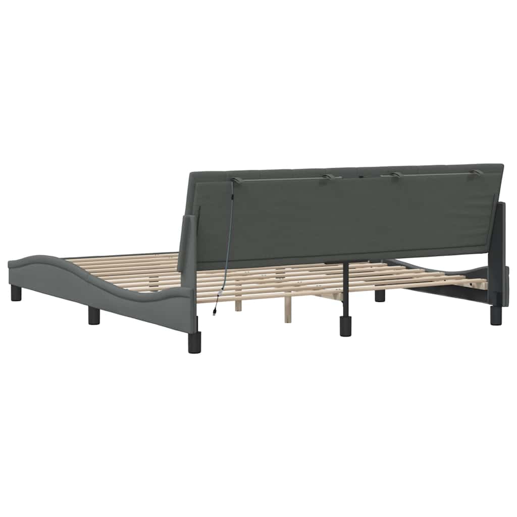 vidaXL Bettgestell ohne Matratze "Hanko" Dunkelgrau 180x200 cm Stoff