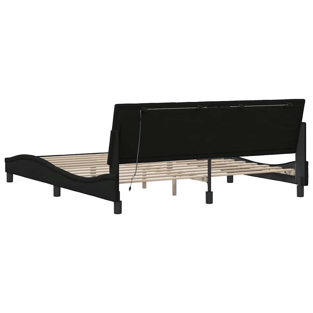 vidaXL Bettgestell ohne Matratze "Hanko" Schwarz 180x200 cm Stoff