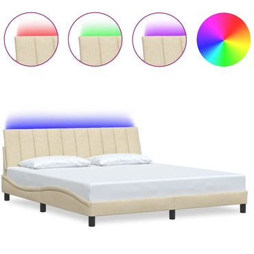 vidaXL Bettgestell ohne Matratze "Hanko" Creme 180x200 cm Stoff