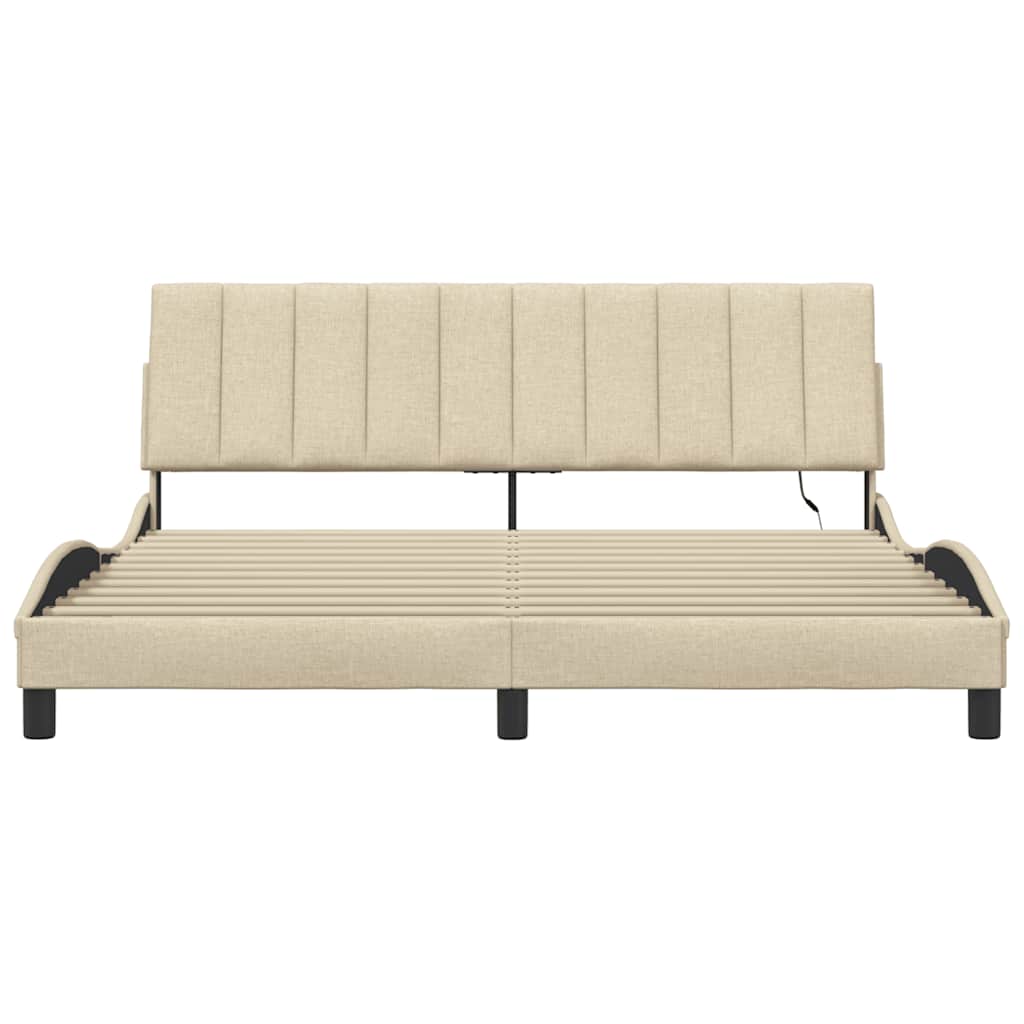 Bettgestell ohne Matratze "Hanko" Creme 180x200 cm Stoff