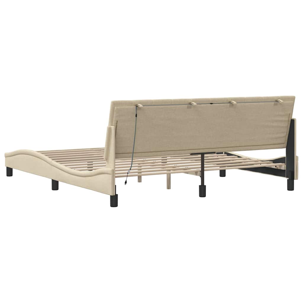 Bettgestell ohne Matratze "Hanko" Creme 180x200 cm Stoff