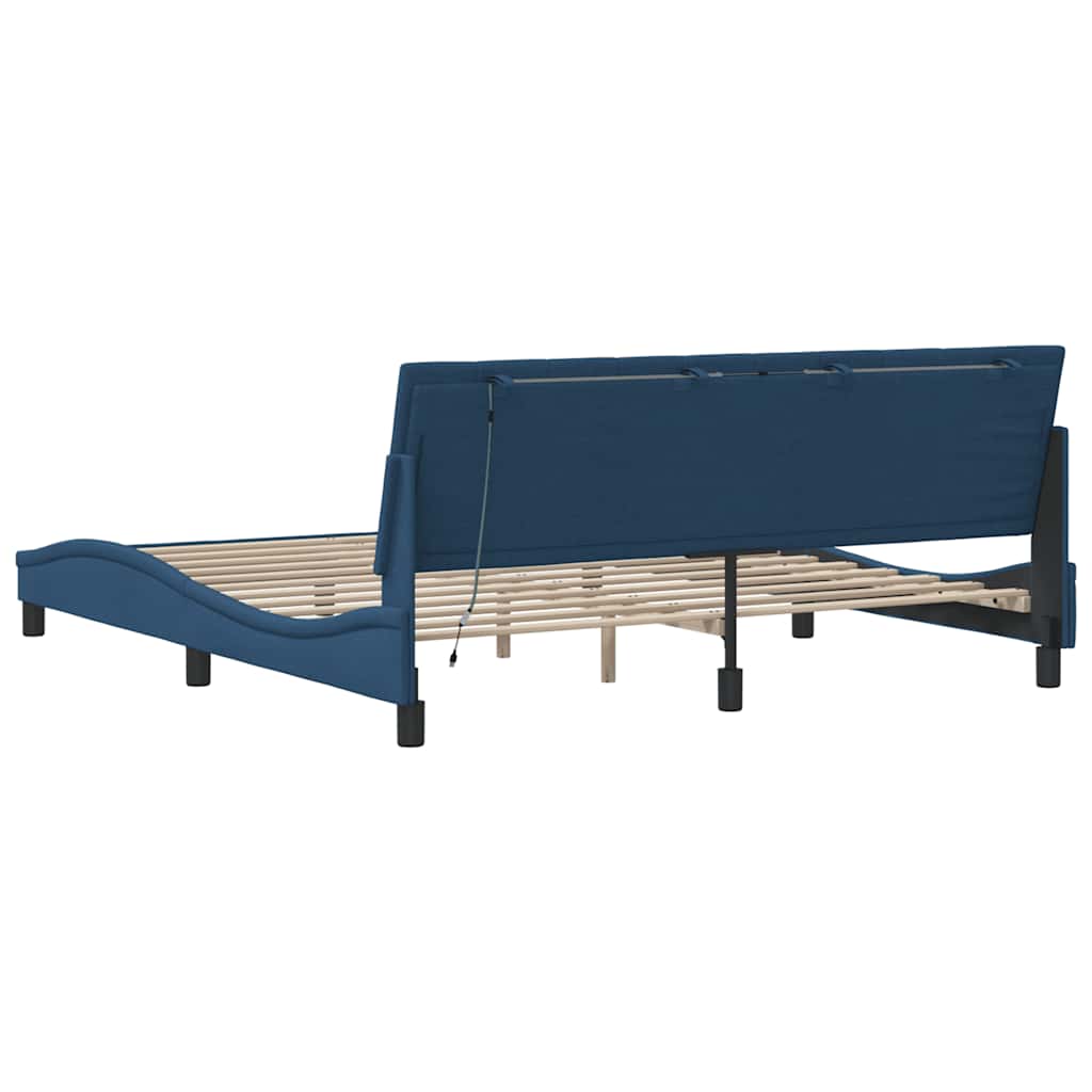vidaXL Bettgestell ohne Matratze "Hanko" Blau 180x200 cm Stoff