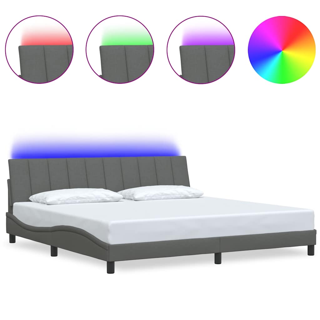 vidaXL Bettgestell ohne Matratze "Hanko" Dunkelgrau 200x200 cm Stoff