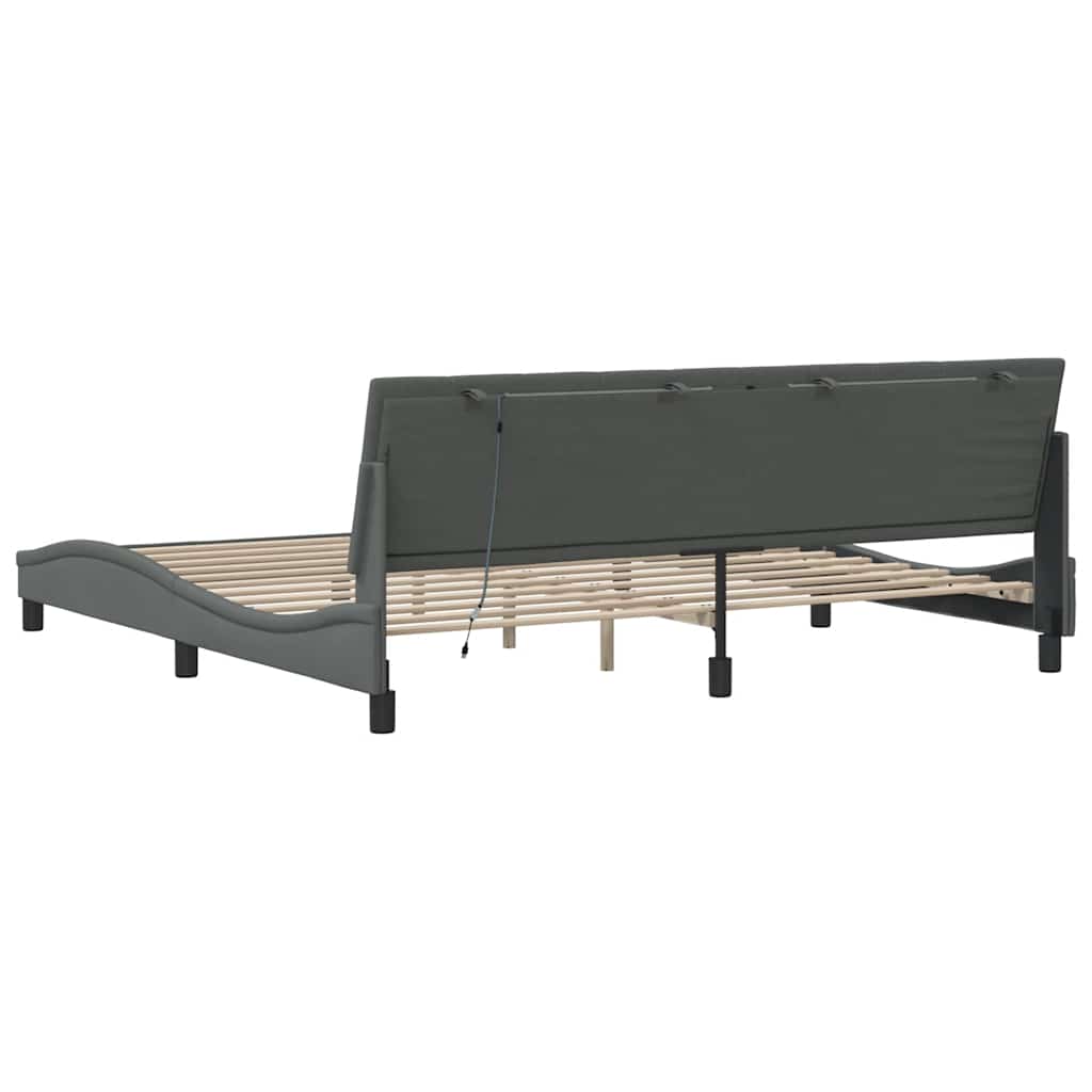 vidaXL Bettgestell ohne Matratze "Hanko" Dunkelgrau 200x200 cm Stoff