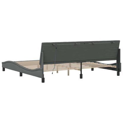 vidaXL Bettgestell ohne Matratze "Hanko" Dunkelgrau 200x200 cm Stoff