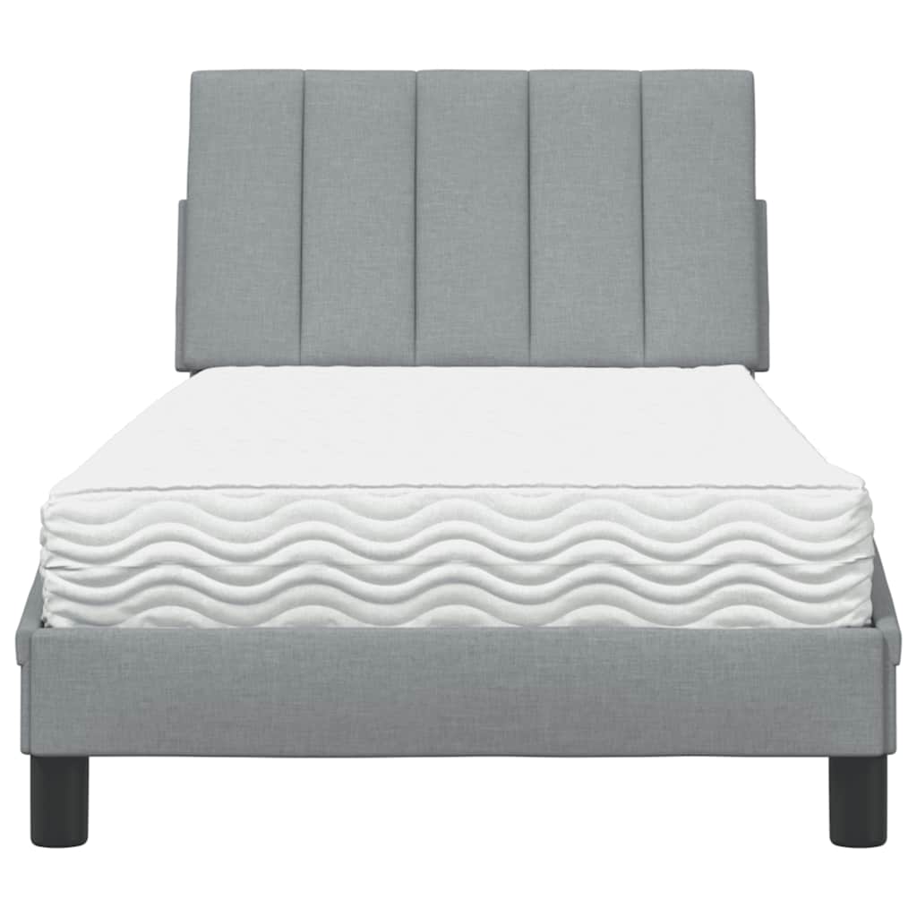 vidaXL Bett mit Matratze "Hanko" Hellgrau 80x200 cm Stoff